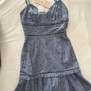 Eterna Gray Lace Mini Dress